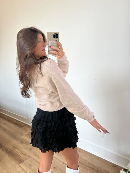 Black Ruffle Tiered Mini Skirt