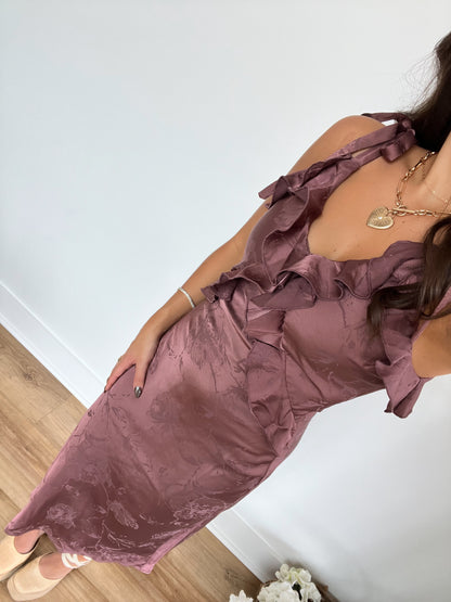 Satin Tie Strap Midi Dress