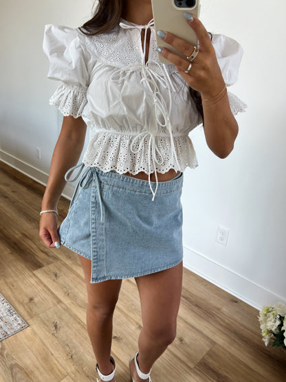 Denim Tie Skort