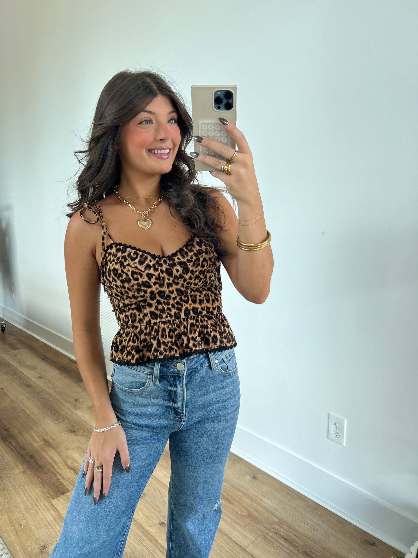 Tie Shoulder Cheetah Top