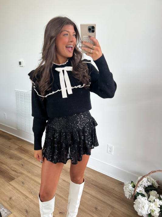 Black Ballerina Bow Sweater Top