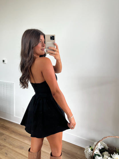 Black Drop Waist Romper