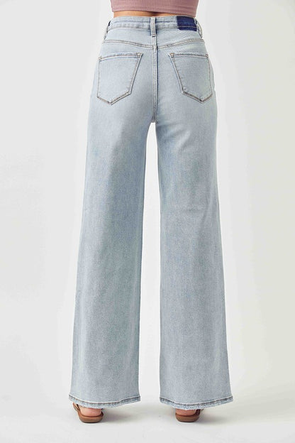 High Rise Wide Leg Jeans (Light Wash)