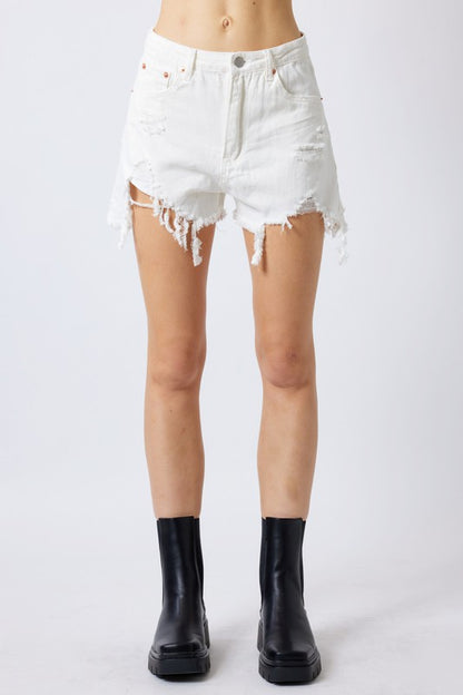 Off-White Distressed Denim Shorts