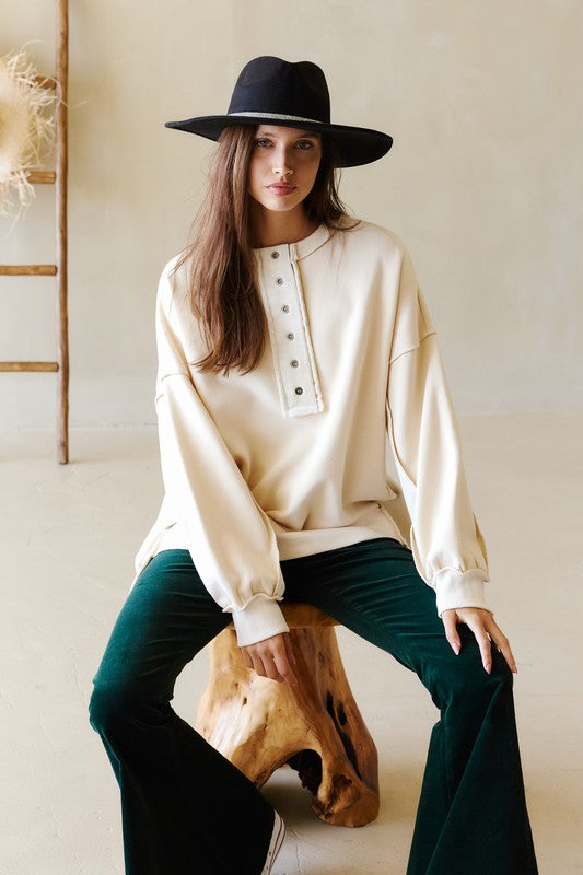 Cream Color Block Sweatshirt