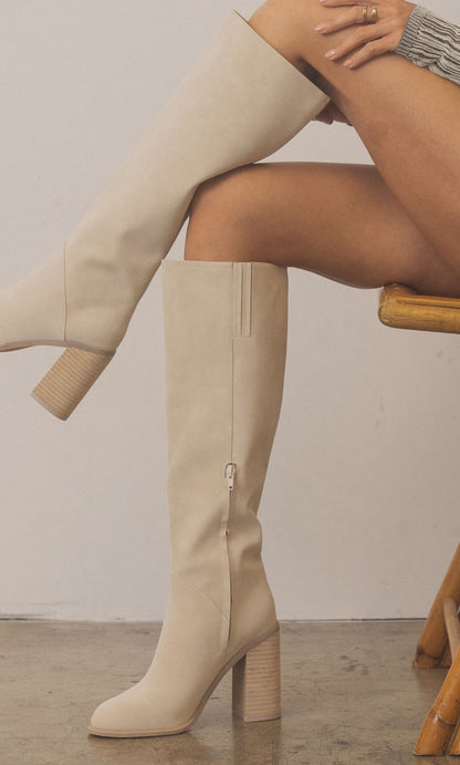 Light Grey Knee High Boots