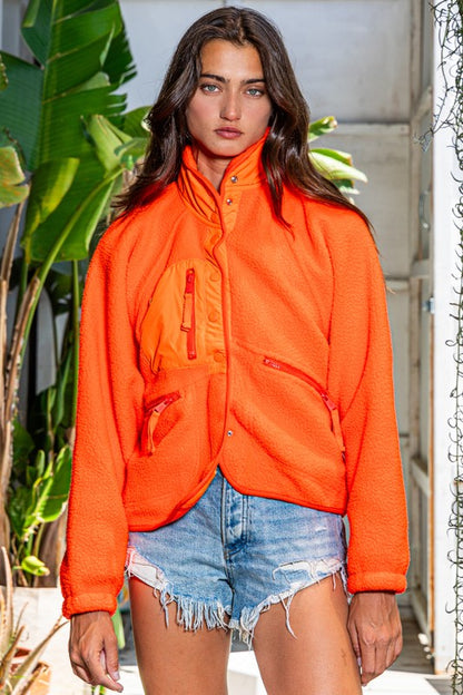 Orange Fleece Button Up Jacket (Restock)