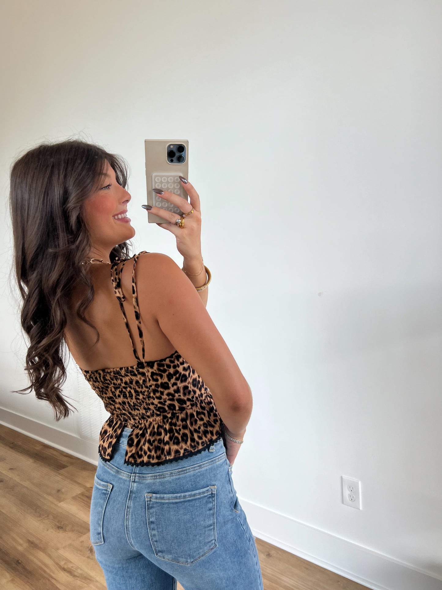 Tie Shoulder Cheetah Top