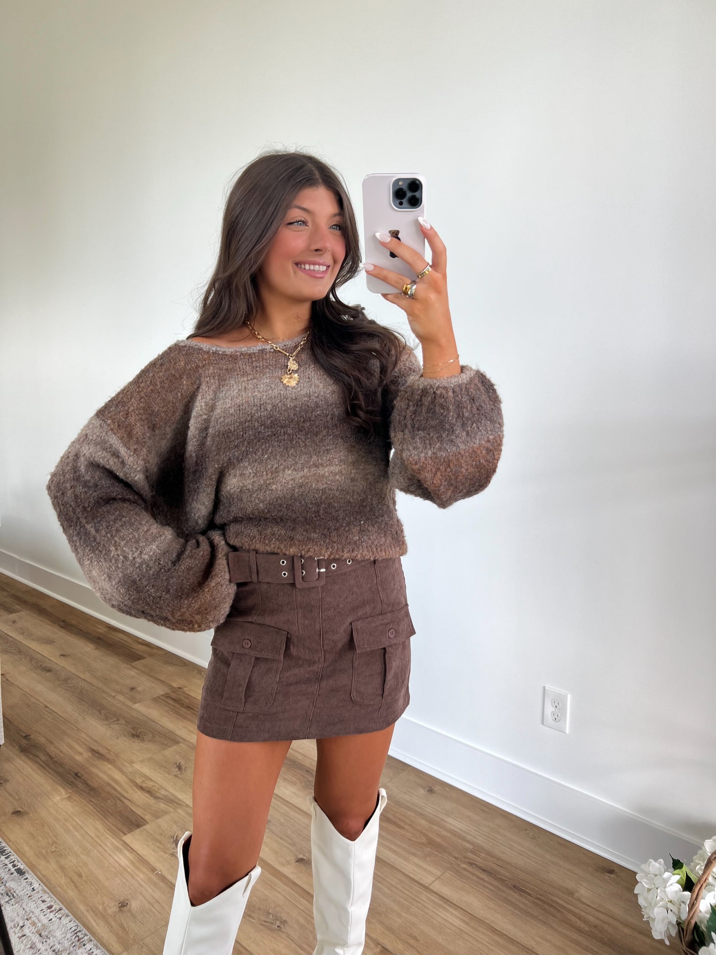 Corduroy Belted Mini Skirt