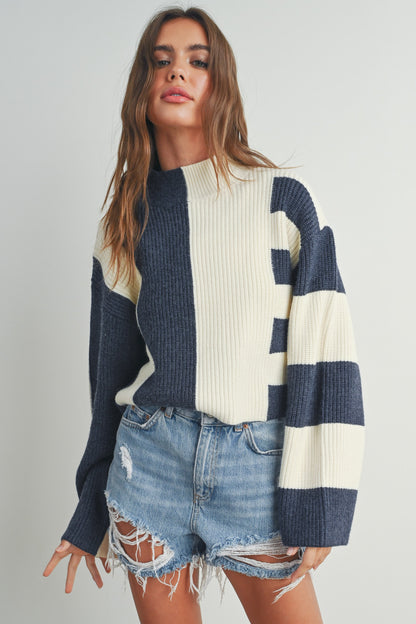 Navy Colorblock Sweater