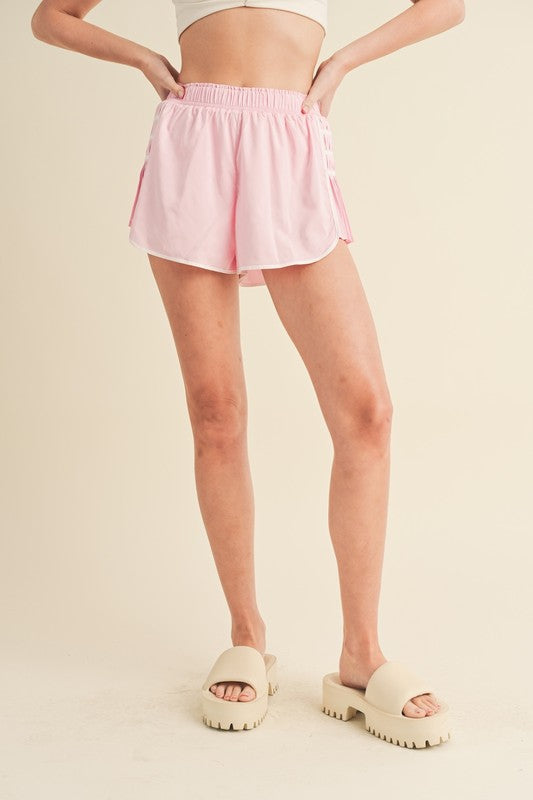 Pink Contrast Flutter Shorts