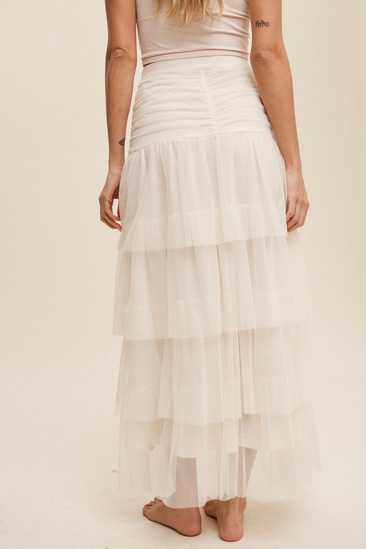 Cream Romance Meshed Maxi Skirt