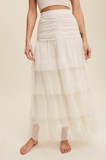 Cream Romance Meshed Maxi Skirt