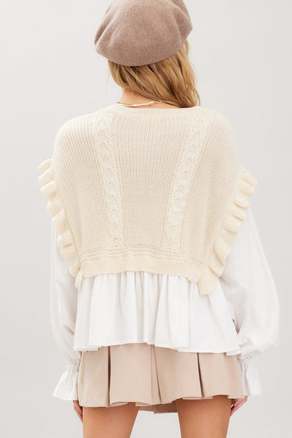 Cream Knit Vest Blouse (Restock)