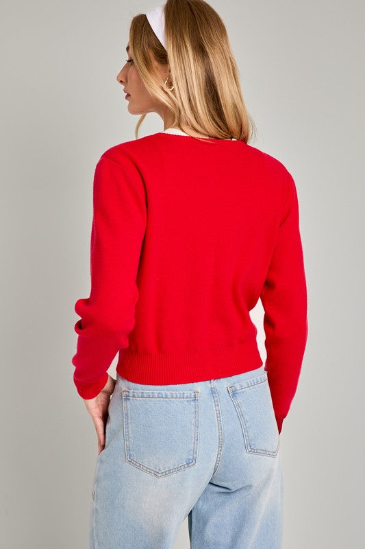 Red Sweater Cardigan