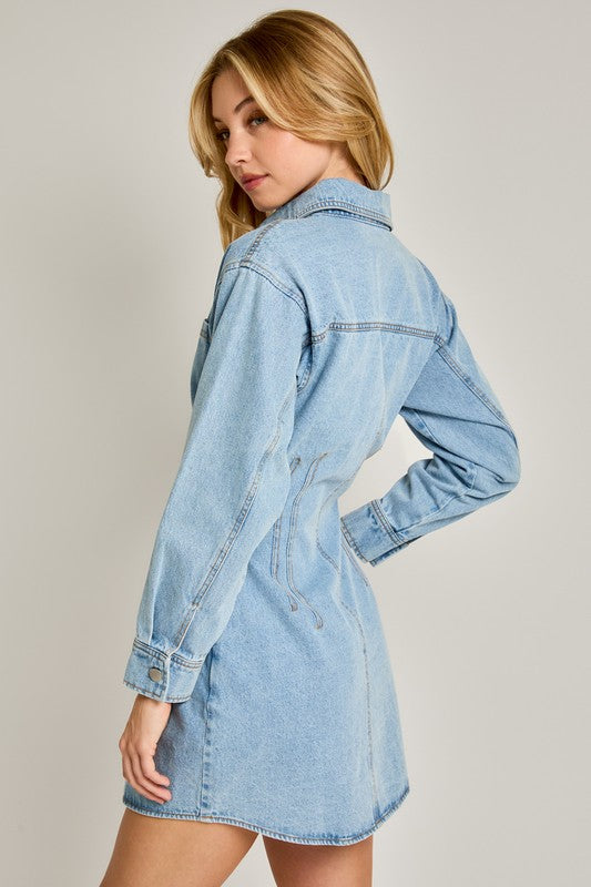 Front Button Denim Dress