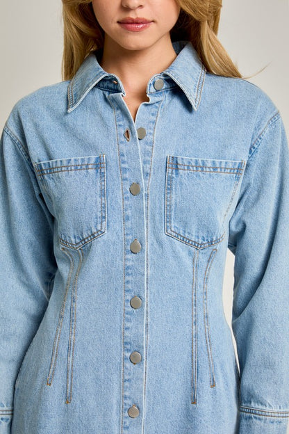 Front Button Denim Dress