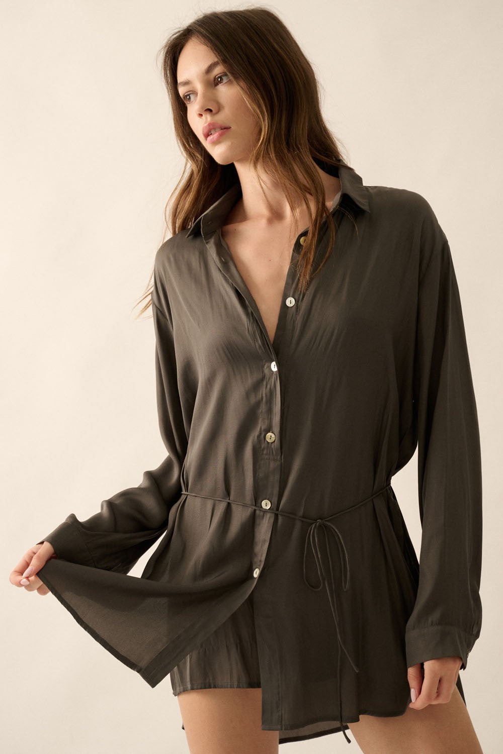 Charcoal Mimosa Button Up Romper