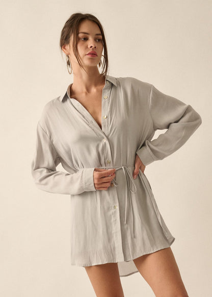 Silver Grey Mimosa Button Up Romper