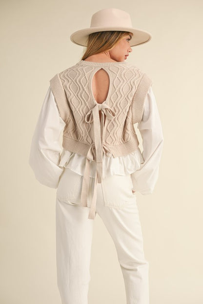 Knit Sweater Vest Blouse With Back Ties (PRE-ORDER/Restock)