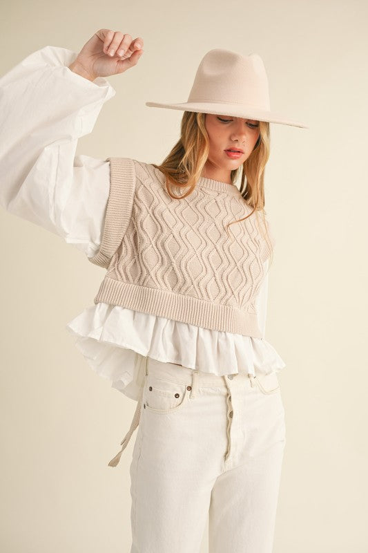 Knit Sweater Vest Blouse With Back Ties (PRE-ORDER/Restock)