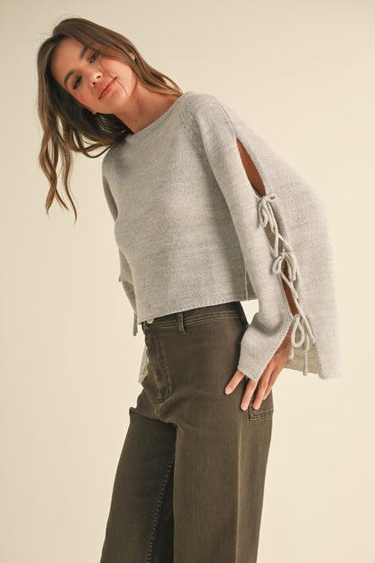 Grey Madelyn Bow Sweater (PRE-ORDER/Restock)