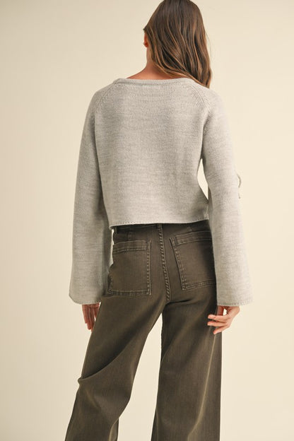 Grey Madelyn Bow Sweater (PRE-ORDER/Restock)