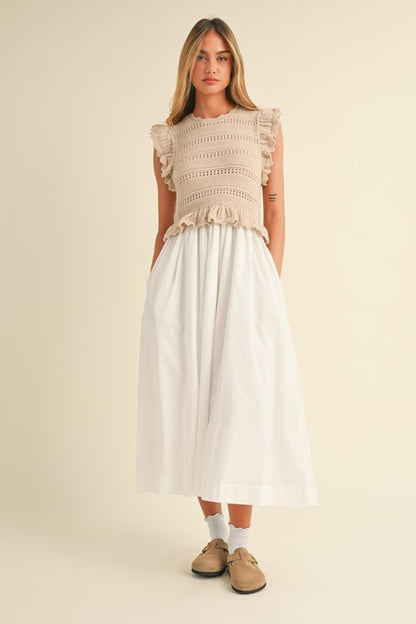 Sweater Knit Midi Dress (Cream)(Restock)