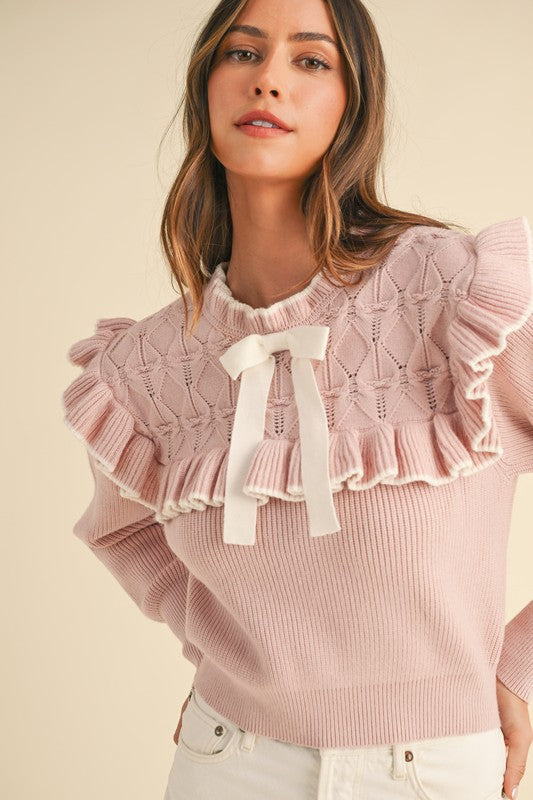 Pink Ballerina Bow Sweater Top