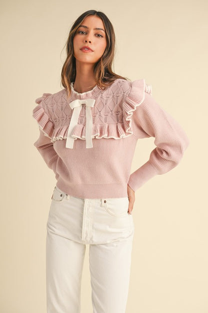 Pink Ballerina Bow Sweater Top