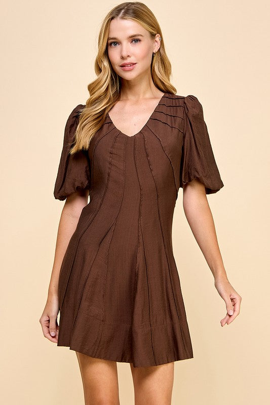 Brown Seams Holiday Dress