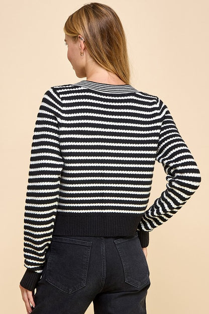 Bow Stripe Knit Sweater