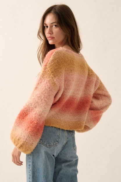 Peach Ombre Balloon Sleeve Sweater