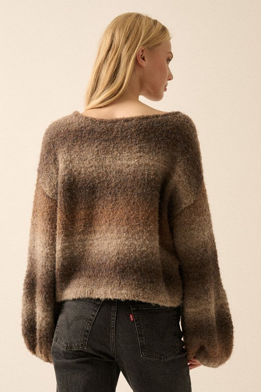 Mocha Ombre Balloon Sleeve Sweater