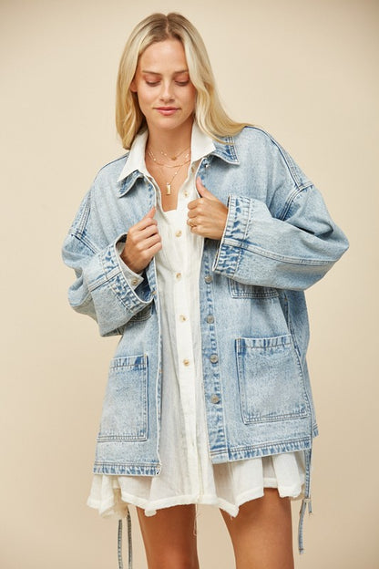 Oversized Side Tie Denim Jacket (Restocked)