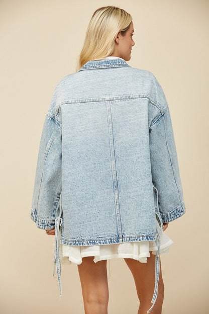 Oversized Side Tie Denim Jacket (Restocked)