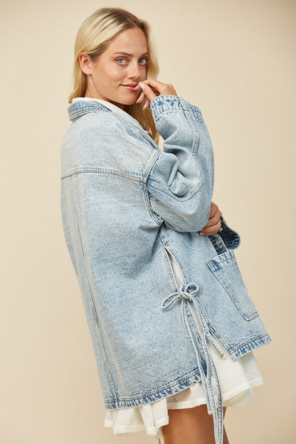 Oversized Side Tie Denim Jacket (Restocked)