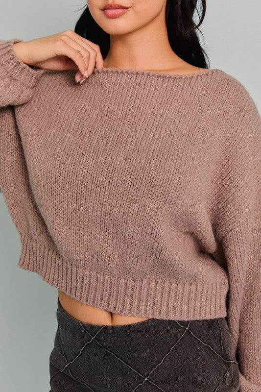 Merrick Mocha Wide Neck Sweater (PRE-ORDER/Restock)