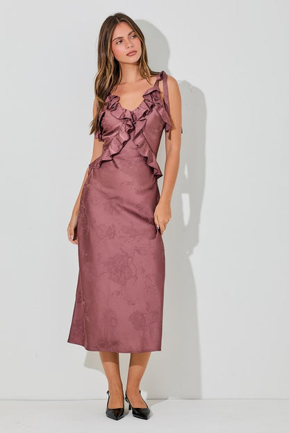 Satin Tie Strap Midi Dress