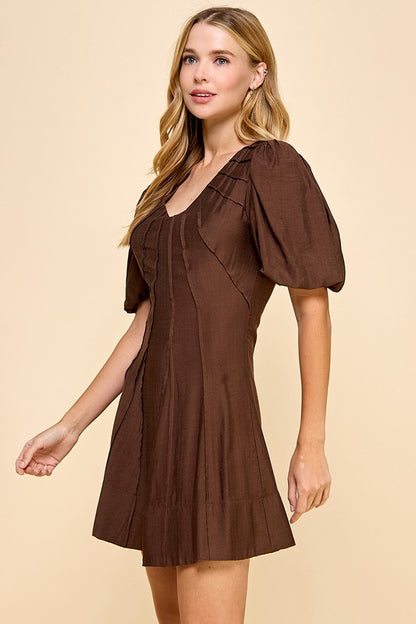 Brown Seams Holiday Dress