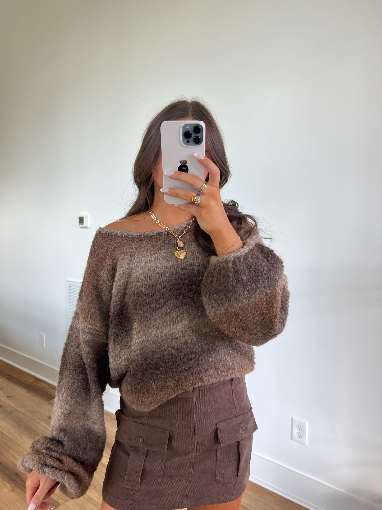 Mocha Ombre Balloon Sleeve Sweater