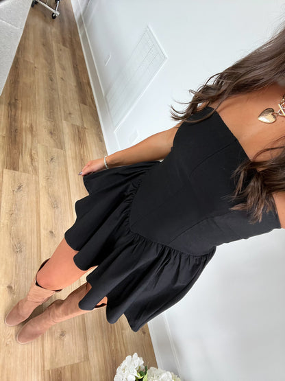 Black Drop Waist Romper