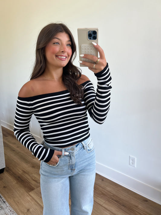 Stripe Off The Shoulder Top