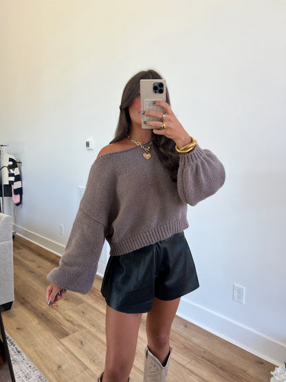 Merrick Mocha Wide Neck Sweater (PRE-ORDER/Restock)