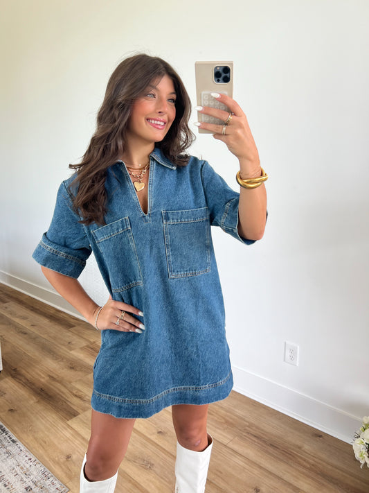 Denim Pocket Dress (Restock)