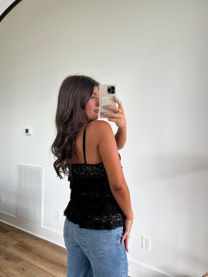 Black Ruffle Lace Cami