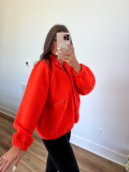 Orange Fleece Button Up Jacket (Restock)