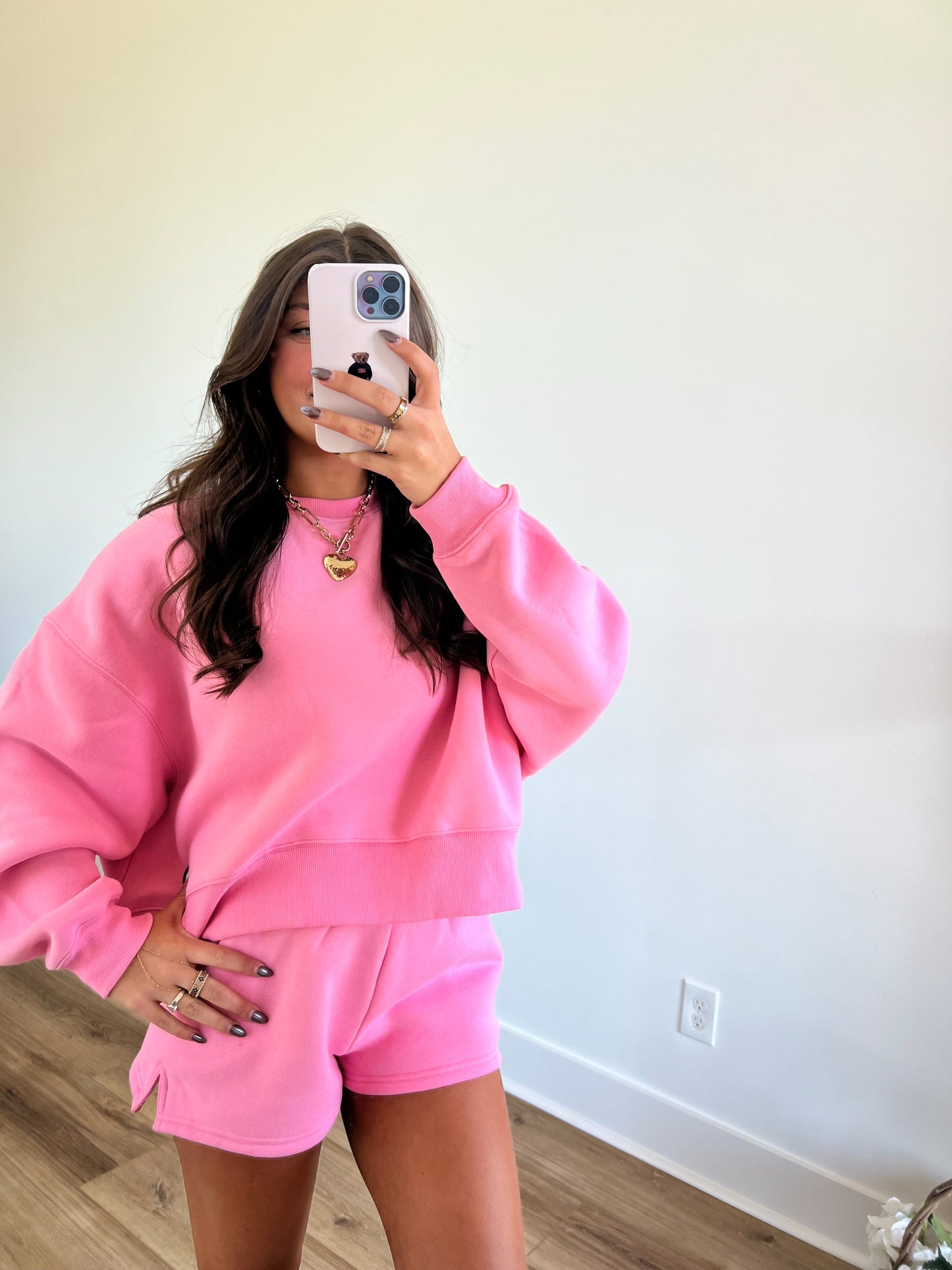 Candy Pink Sweatshort Set