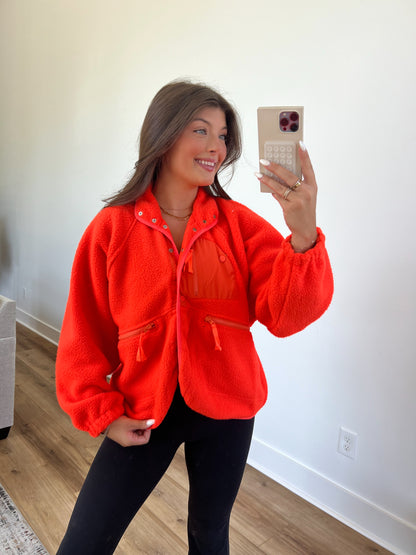 Orange Fleece Button Up Jacket (Restock)