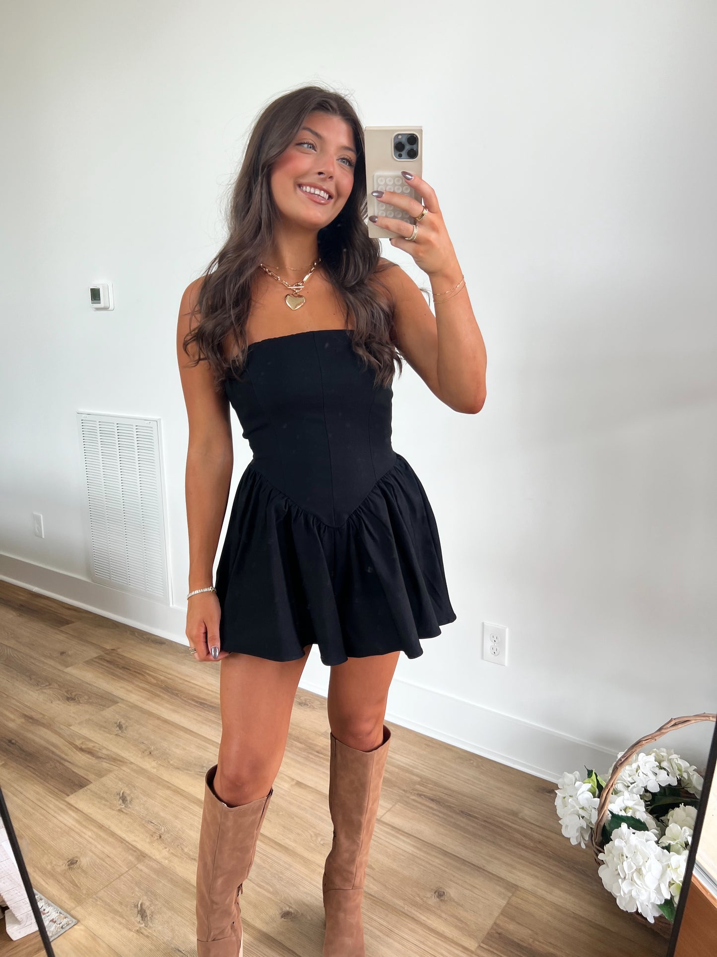 Black Drop Waist Romper